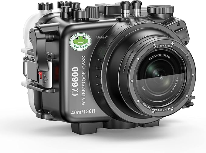 Sea frogs Underwater Camera Case Compatible with Sony A6600 10-18MM IPX8 40m/130ft Maximum Diving Depth Waterproof Camera Housing for Diving, Surfing, Rowing, Skiing