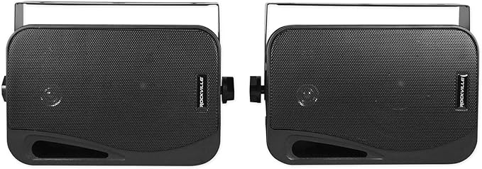 Rockville Pair HP4S BK 4" 360W Outdoor/Indoor Speakers, Swivel Wall Mount, IPX44 Weather Resistant, High-Fidelity Sound, for Home Theater and Patio Use