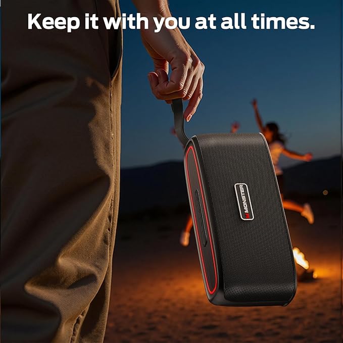 Monster Shock Portable Bluetooth Speaker, True Wireless Speaker, 30W Loud Stereo Sound, IPX6 Waterproof,17 Hours Playback, Bluetooth 5.4 TWS Pairing ，Outdoor Speakers with Handle