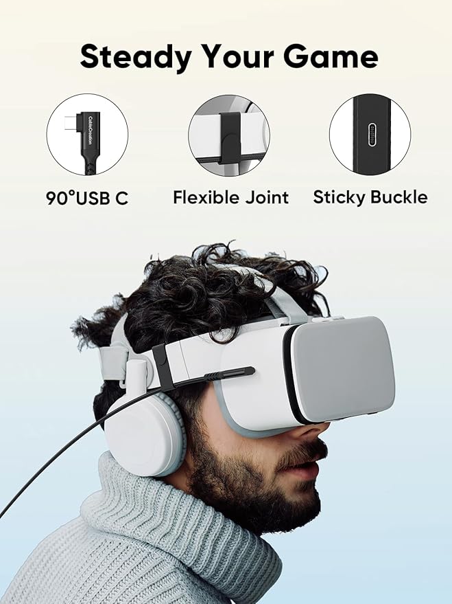 CableCreation 15.4FT 18W VR Charging Link Cable with PD Charging Socket, 5Gbps USB 3.2 GEN1 A to Type C Cable Compatible with Meta Quest 3S/Quest 3/Oculus Quest 2/Pico 4 Accessories and PC/SteamVR