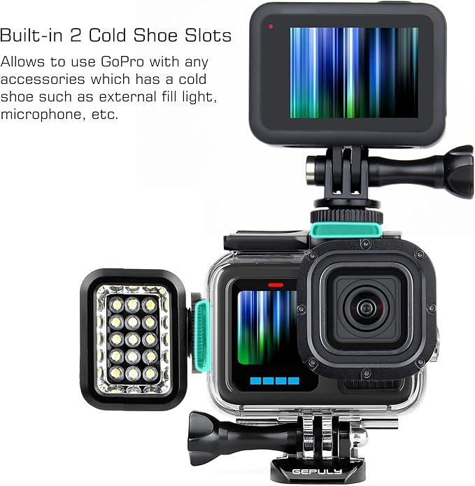 60M/196FT Waterproof Case for GoPro Hero 13 12 11 10 9 Black, Floating Handle Grip Pole Stick Monopod Underwater Accessories Protective Case Dive Shell