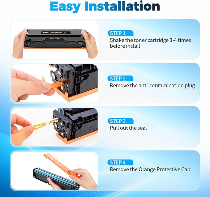 218A Toner Cartridge 4 Pack (with Chip) Replacement for HP 218A 218X Compatible for Color Pro 3201dw MFP 3301fdw 3301sdw 3301cdw 3201 3301 Printer W2181A W2182A W2183A (B/C/Y/M)