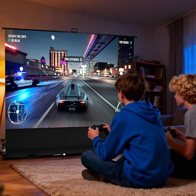 84 inch Portable Projector Screens Indoor Outdoor Projector Screen 4:3 4K HD Outdoor Movie Screen, Lightweight and Retractable for Home Cinema Backyard Movie Night, Meeting Presentation