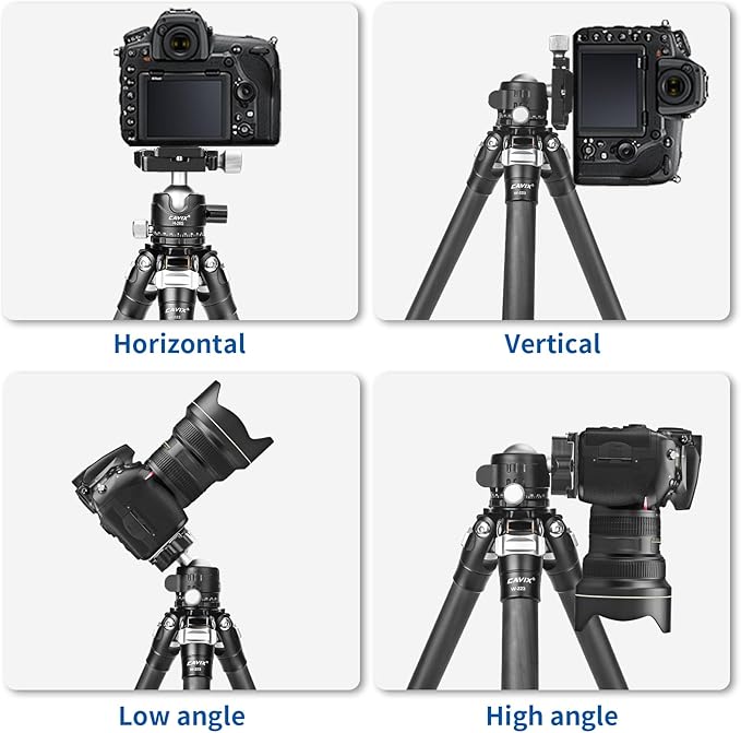 CAVIX 28in Carbon Fiber Tripod with 360° Ballhead Compact Lightweight Travel Tripod for Mirrorless Cameras