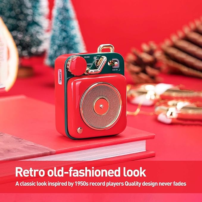 Muzen Mini Bluetooth Speaker, Button Small Cute Portable Metal Retro Wireless Speaker with Loud Volume Great Sound and Portable Lanyard & Gift Bag for Office Classic Vintage Decor