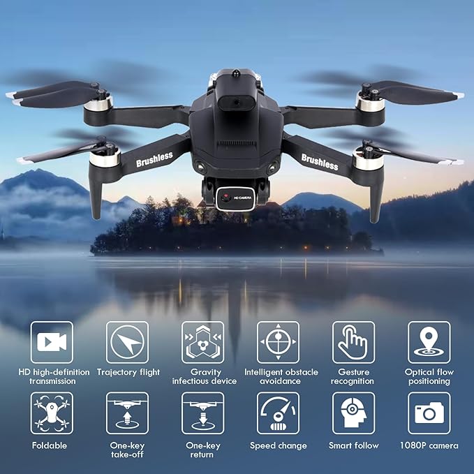 GoolRC Drone with Camera for Adults, 1080P HD FPV Foldable Mini Drones for Teen Beginners, Brushless RC Quadcopter with Altitude Hold, Headless Mode, 360° Flips, Gesture Selfie, One Key Takeoff