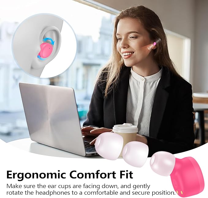 kurdene Wireless Earbuds Bluetooth 5.3 in Ear Buds Light-Weight Headphones,Deep Bass Sound,Built-in Mics Headset,Clear Calls Earphones for Sports Workout Hot Pink