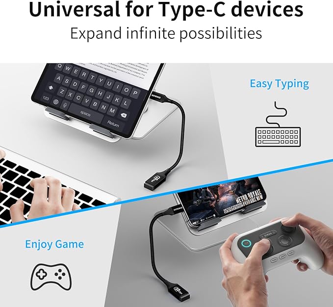 USB C to USB Adapter 2 Pack: 10Gbps USB Female to USB-C Male OTG Cable Thunderbolt 3 Converter, Compatible with iPhone16/15 Pro Max, MacBook Pro Air, Galaxy S25/24 (0.59ft, Black)