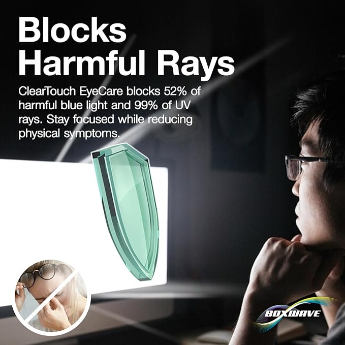 BoxWave Screen Protector Compatible With Amazon Echo Show 21 - ClearTouch Crystal Anti-UV EyeCare (2-Pack), Filters out Harmful Blue Light Reduce Fatigue