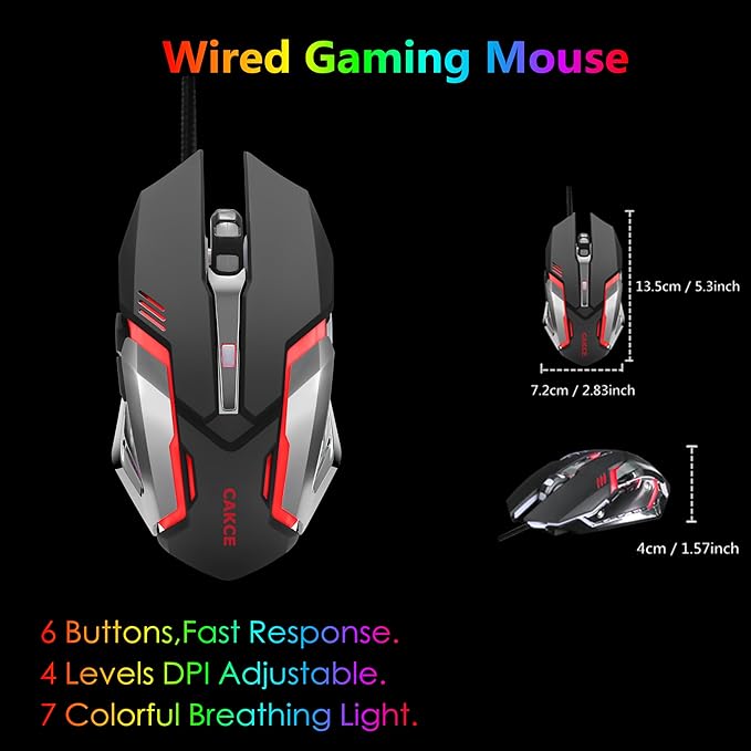 RGB Gaming Keyboard and Colorful Mouse Combo,USB Wired LED Backlight,Letter Glow,Mechanical Feeling for Laptop PC Computer Game and Work
