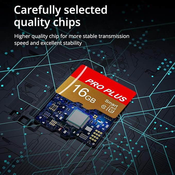 2 Pack TF Card 16GB with Adapter, High Speed Memory Card, UHS-I C10 A1 Memory TF Card for Tablet/Mobile Phone/Camera/Car Audio/Game Console (TF162 Red Gold 16GB)