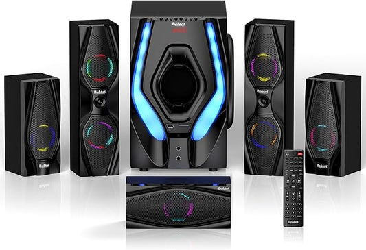 Bobtot Surround Sound Systems Home Theater System - 1200 Watts Peak Power 10" Subwoofer 5.1/2.1 Wired Audio Stereo Speakers Strong Bass with HDMI ARC Optical AUX Bluetooth Input