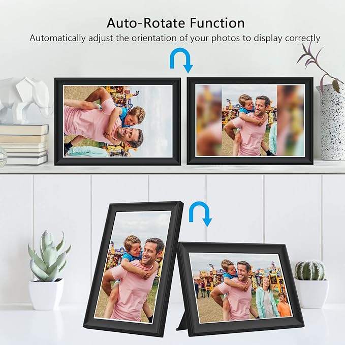 64GB FRAMEO 10.5 Inch Smart WiFi Digital Photo Frame 1920x1280 FHD IPS LCD Touch Screen, Auto-Rotate, 64GB Storage, Support SD Card & USB Drive, Share Moments Instantly via Frameo App from Anywhere