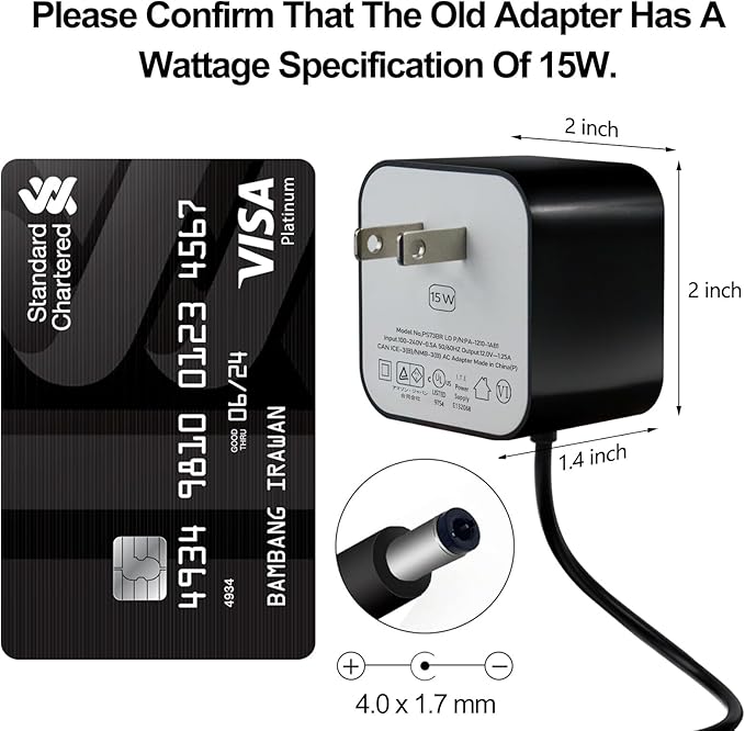 15W Power Adapter for Echo, Dot 3rd & 4th Gen, Kids Edition, Show 5, Spot, and Fire TV Cube, 5Ft AC Adapter Power Cord