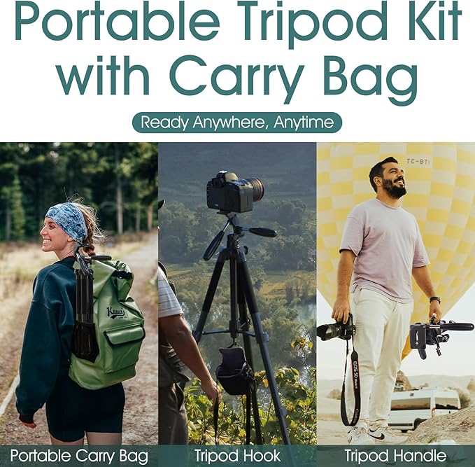 UBeesize 74" Camera Tripod with Phone Holder and Remote, Heavy Duty Tripod Stand with Portable Bag for Phone and Camera, Compatible with DSLR Cameras, Cell Phones, Spotting Scopes and Binoculars