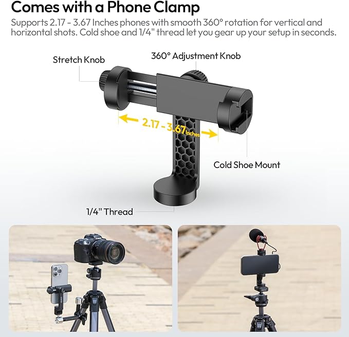 ULANZI Ombra ⅡCamera Tripod 61.5 Inch, 360° Ball Head Travel Tripod Stand with Uka Quick Release Plate for DSLR Sony Canon Fujifilm Camera Smartphone Vlogging Photography with Phone Mount Carry Bag