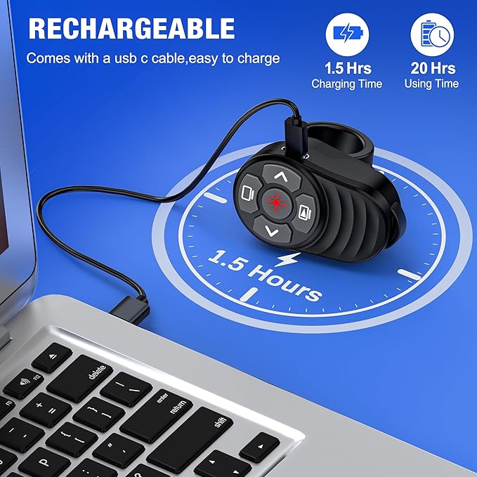 Dinofire USB Type C Wireless Presenter Remote Presentation Laser Pointer Finger Ring PowerPoint Clicker-Slide Advancer for Mac Laptop Class Office