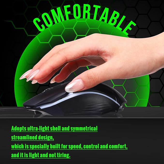 Sratte 30 Pack Black USB Wired Mouse Bulk 1200 DPI RGB Optical Computer Mouse 3 Button 7 Color LED Backlit Wired Ergonomic USB for Gaming Office Desktop Laptop Gamer Computer