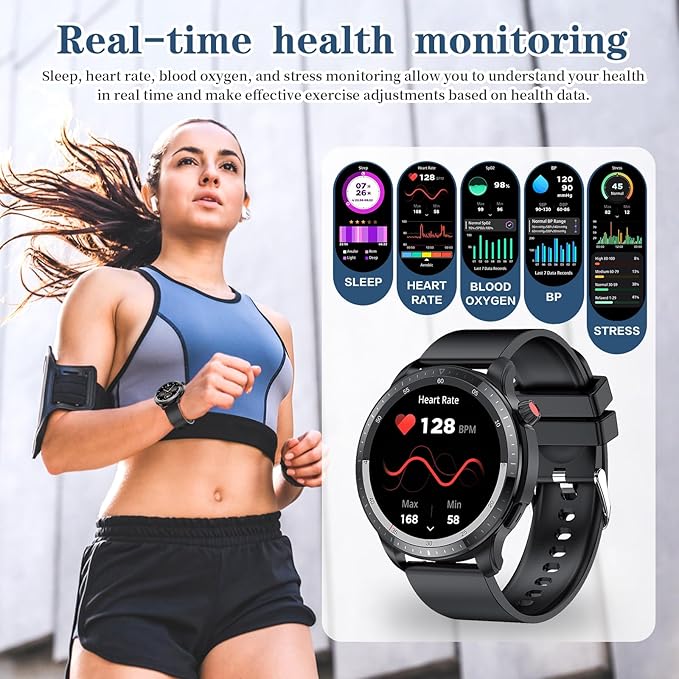 Smart Watch for Men Women, 1.39" Round GPS Watcher with 110+ Sports Modes, Blood Pressure/Heart Rate/Blood Oxygen/Sleep Monitor, IP67 Waterproof Smartwatch for Android iOS