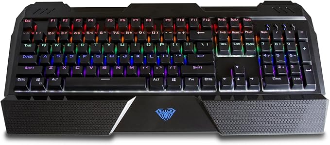 Beastron RGB LED Backlit Mechanical Wired Gaming Keyboard with Blue Switches, Adjustable Backlit Effects, Compatible with PC and Mac