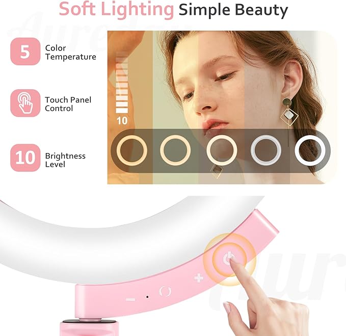 Aureday 12'' Selfie Ring Light with 62'' Tripod Stand and Magnetic Phone Holder, LED Ringlight for Recording/TikTok/Makeup/Photography, Circle Fill Light with Wireless Remote for iPhone&Android Phones