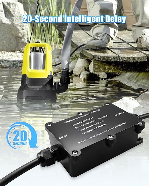 AC110V Waterproof Box Power Switch, Long Distance Wireless Remote Control for Lights Dust Collectors Farm Water Supply
