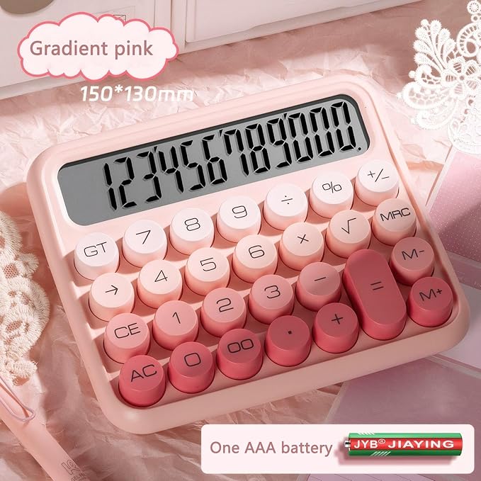 Pink Calculator 12-Digit Large LCD Display Calculator with Big Buttons, School, and Home Use,The Best Choice for Gifts