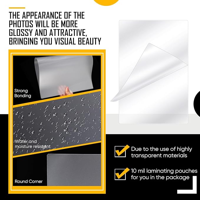 Sherr 50 Pcs 10 Mil Thermal Laminating Sheets 11 x 17 Inch Laminating Pouches 11-1/2 x 17-1/2 Inch Clear Lamination Sheets A3 Size Menu Size Hot Glossy Laminator Sleeves for Sealing
