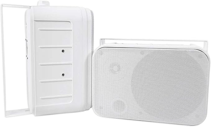 Rockville Pair HP65S-8 6.5" 500W White Outdoor/Indoor Speakers, 8 Ohm, Waterproof, Swivel Bracket, Paintable Grill, for Patio and Home Theater