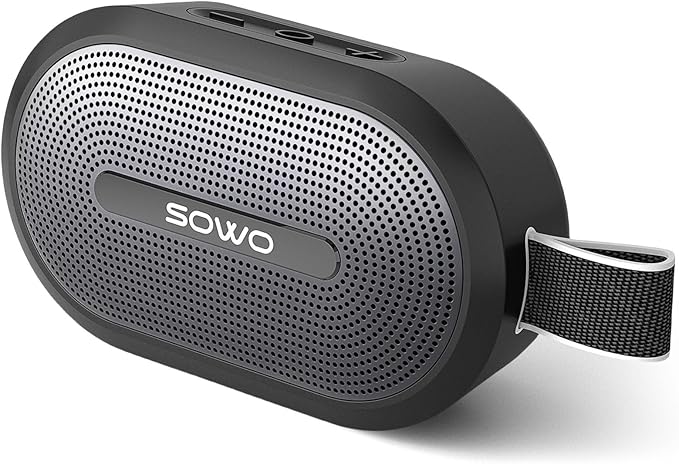 SOWO Wireless Portable Small Speaker, Ultra Magnetic Bluetooth Speaker for Golf Cart, Coverless IP67 Waterproof, 24 H Playtime, Pro Sound, Clip Hanging Design for Outdoor, Indoor - Black