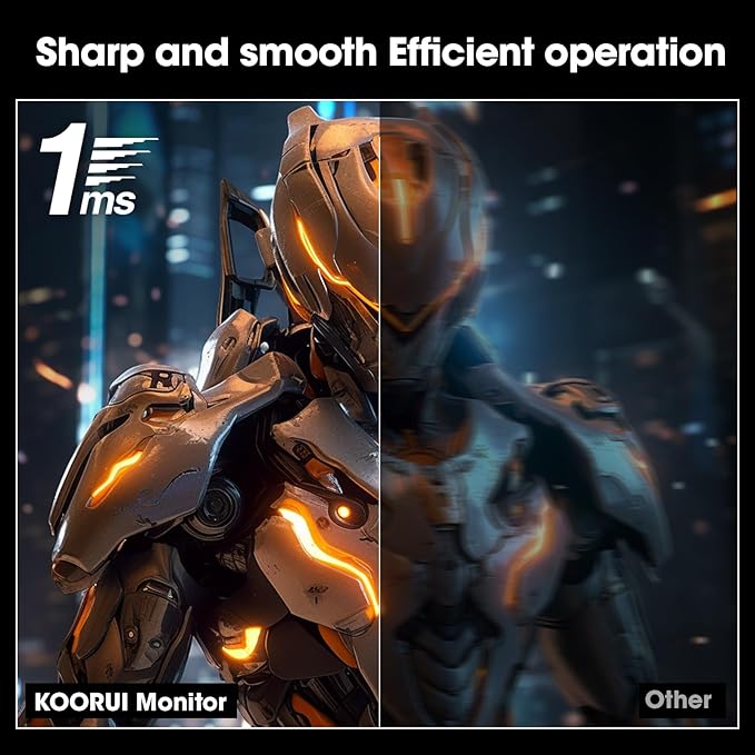 KOORUI 32 inch Curved Gaming Monitor - QHD (2560 x 1440) 2K Display, 170Hz 144Hz Monitor, 1500R Curvature, 1ms, HDR10, Adaptive Sync, Tilt Adjustable, DisplayPort HDMI, Black - 32E6QC