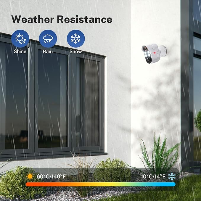 1080P Security Camera Wireless Outdoor with AI Human Detection, Live View, 2.4G WiFi, Home Security System, Instant Alerts, 2-Way Audio, Cloud Storage, Battery Powered (4 spotlights, 1 Pcs)