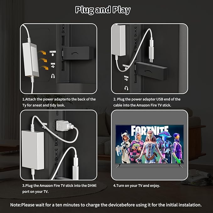 USB Power Cable Compatible with Fire TV Stick 4K Max,Chromecast,Powers Streaming Video Player and Other Micro/USB C TV Sticks(Eliminates Messy Wiring and The Need for AC Adapter) White
