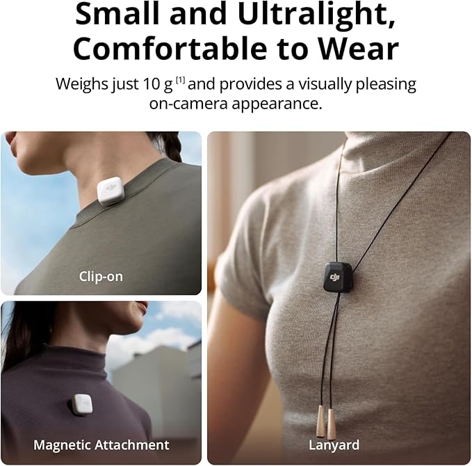 DJI Mic Mini (1 TX + 1 RX), Wireless Lavalier Microphone for iPhone/Camera/Android, Ultralight, Detail-Rich Audio, Noise Cancelling, Automatic Limiting, Vlog, Streaming, 400m Transmission