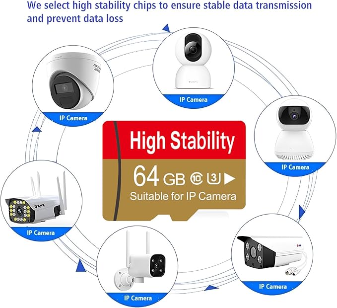 Memory Card, Micro TF Card U3 V30 4K UHD High Stability for Camera/Dash cam/Drone with Adapter (2 Packs) (64, GB)