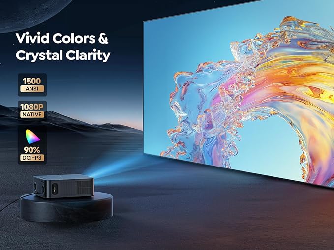 [1500 ANSI/Netflix-Licensed/36W Dolby Audio] Smart-Projector with WiFi 6 and 2-Way Bluetooth, Auto Focus & Keystone, TOPTRO X9 4K Supported Outdoor Movie Projector, Gray