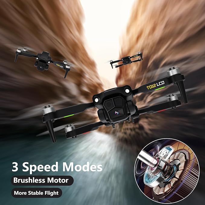 Brushless Motor Drone with LCD Screen Remote Control Drone for Beginners Drones with Camera Foldable RC Quadcopter for Adults TD12LCD