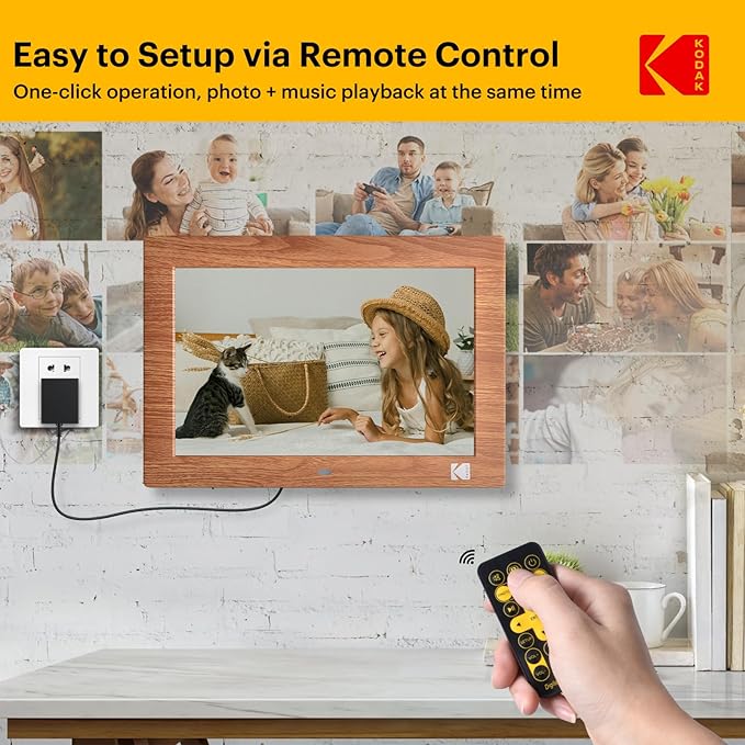 KODAK Digital Picture Frame with Remote Control, 10.1 Inch Digital Picture Frame with 1280x800 IPS HD, Wall Mountable Programmable Auto On/Off, NO WiFi