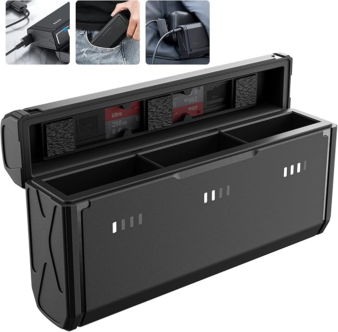 TELESIN Enduro Battery Charger for GoPro 12 11 10 9, Pocket Size with Smart Power Indicator Side Charging Port for Go Pro Enduro Batteries Hero 12 11 10 9 Original Charge Accessories