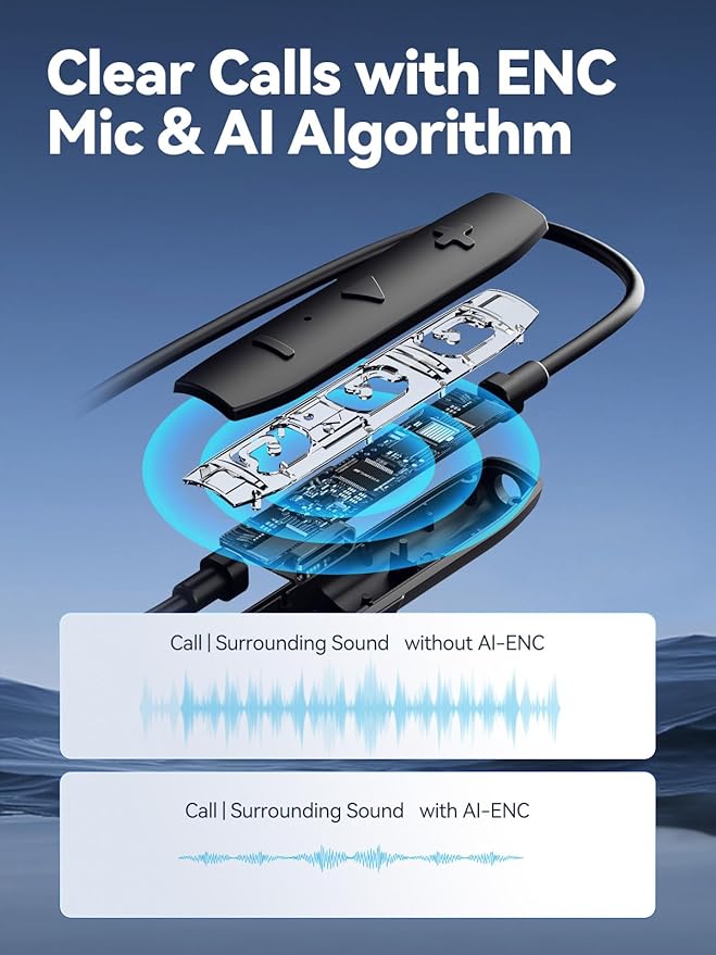 Bluetooth Headphones, Wireless Earbuds for Sports, IPX6 Sweat-Proof Neckband Headphones for Running Workouts, Magnetic in-Ear Earphones with Mic for Clear Calls