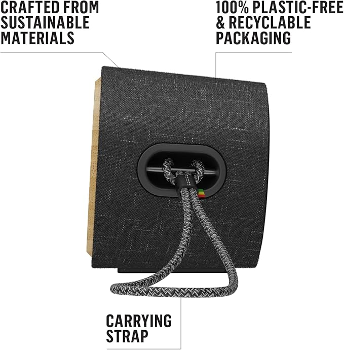 House of Marley Get Together 2 Mini: Portable Speaker with Wireless Bluetooth Connectivity, 15 Hours of Playtime and Sustainable Materials, Signature Black