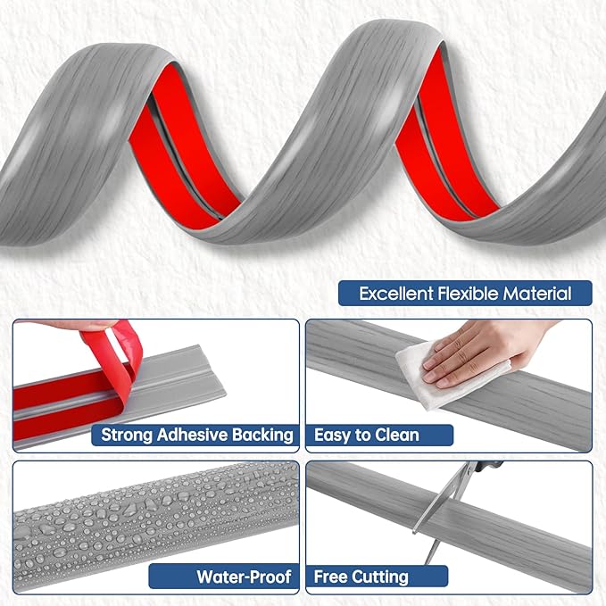 Floor Cord Cover for Wires on Floor Self Adhesive Cord Hider Floor Cable Management Wire Covers for Cords Protector Prevent Cable Trips Cord Cavity W 0.47" x H 0.27", Gray Wood, 20Ft