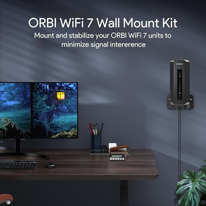 Wall Mount for Orbi WiFi 7 Router - Compatible with Orbi 970, 870, 770 Series & Nighthawk Wi-Fi 7 Mesh Systems, Orbi Secure Bracket Holder for Save Space & Boost Signal (RBEWMB-10000S) (Black, 1-Pack)