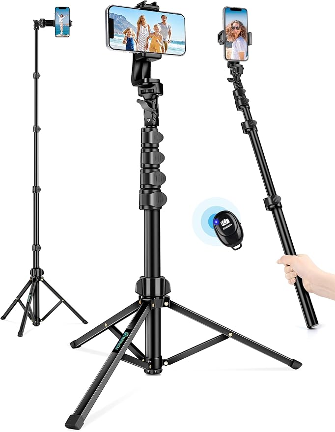 71" Tripod for iPhone, Phone Tripod Selfie Stick with Remote, Cell Phone Tripods & Tall Travel Tripods for Recording Video Selfies Photo, Compatible with iPhone 17 16 15 14 Pro Max 13 Android