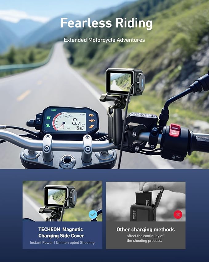 TELESIN Magnetic Charging Side Cover Battery Door and Power Cable Kit for GoPro Hero 13 Hero 12 Hero 11 Hero 10 Hero 9 Contacto Water Snow Resistant Replacement Charging Mount for Go Pro Accessories