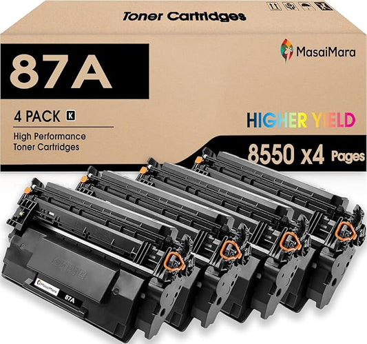 MasaiMara 87A CF287A Black Toner Cartridge for HP Laserjet Enterprise M506 M506dn M506n M506x M501n M501dn M527f M527dn M527z Printer | Black, 4-Pack