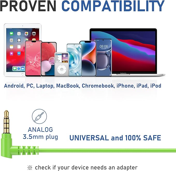 LUDOS Zenith Wired Earbuds in-Ear Headphones, 2 Years Warranty, Earphones with Microphone, Corded for 3.5mm Jack Ear Buds for iPhone, Samsung, Computer, Laptop, Kids, School Students, Woman - Green