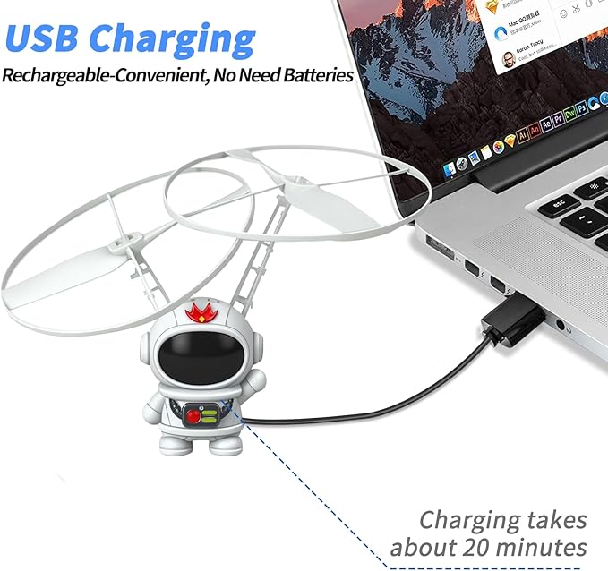 Drones for Kids 8-12 Birthday, Mini Robot Infrared Induction Flying Drone,LED Helicopter Flying Ball Toys for Kids Boys Indoor Outdoor Games (Astronaut)