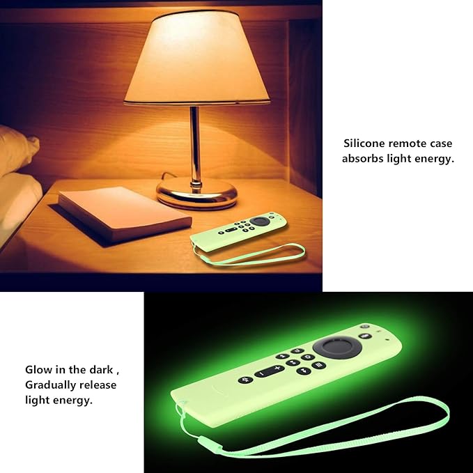 [2 Pack] Pinowu Firestick Remote Cover, Silicone Firetv Remote Case Compatible with Fire TV Stick 4K (2018) Alexa Voice Remote Control (Green Glow & Red Not Glow)