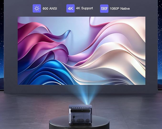 [Auto Focus/Keystone] 4K Projector with WiFi 6 and Bluetooth 5.2, FHD Native 1080P WiMiUS P64 Outdoor Movie Proyector, 50% Zoom, Home Projector Compatible with iOS/Android/HDMI/TV Stick